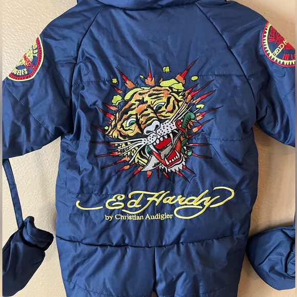 NWT Ed Hardy x Christian Audigier 3-6m Navy Snowsuit - Picture 7 of 13